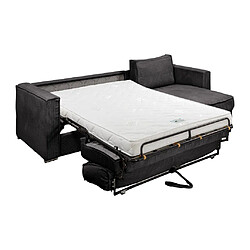 Avis Vente-Unique Canapé d'angle convertible express et réversible en velours côtelé gris anthracite - Couchage 140 cm - Matelas 14 cm LORETO