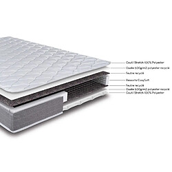 Acheter Ebac Matelas ressort + Sommier Gris clair 2x90x190 Ryad - Hauteur 20 cm - Soutien très ferme