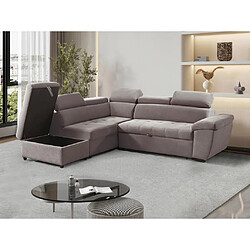 Avis Vente-Unique Canapé d'angle gauche convertible en tissu texturé taupe VALDERAS