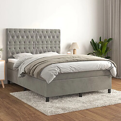 vidaXL Sommier à lattes de lit et matelas Gris clair 140x190cm Velours