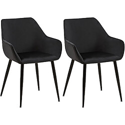 Decoshop26 Lot de 2 chaises de salle à manger en tissu velours noir et pieds en métal noir 10_0001581 