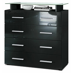 Mpc Commode Noir Mat Et Noir Laqué (lxhxp) : 76 X 81 X 35 