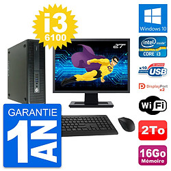 PC HP 600 G2 SFF Ecran 27" Intel i3-6100 RAM 16Go Disque Dur 2To Windows 10 Wifi · Occasion 