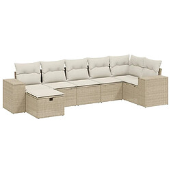 vidaXL Salon de jardin avec coussins 7 pcs beige résine tressée