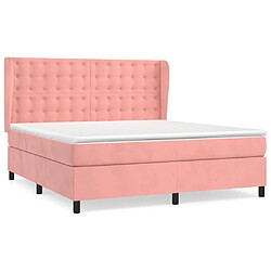 vidaXL Sommier à lattes de lit avec matelas Rose 180x200 cm Velours