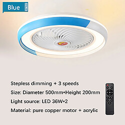 Avis Universal Lampe ventilateur de plafond de 50cm, 220V LED 36W dimmer en continu, dimmer à trois vitesses, bulles, télécommande silencieuse, mini commande lampe ventilateur, bleu