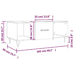 vidaXL Table basse Blanc brillant 102x50x40 cm Bois d'ingénierie pas cher