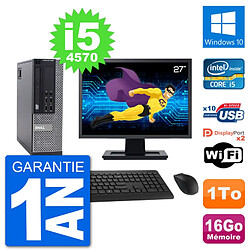 PC Dell 9020 SFF Ecran 27" Intel i5-4570 RAM 16Go Disque 1To Windows 10 Wifi