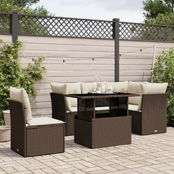 vidaXL Salon de jardin avec coussins 6 pcs marron résine tressée 