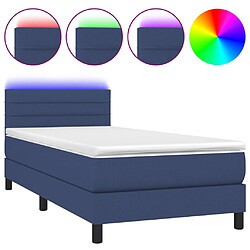 vidaXL Sommier à lattes de lit avec matelas LED Bleu 100x200 cm Tissu