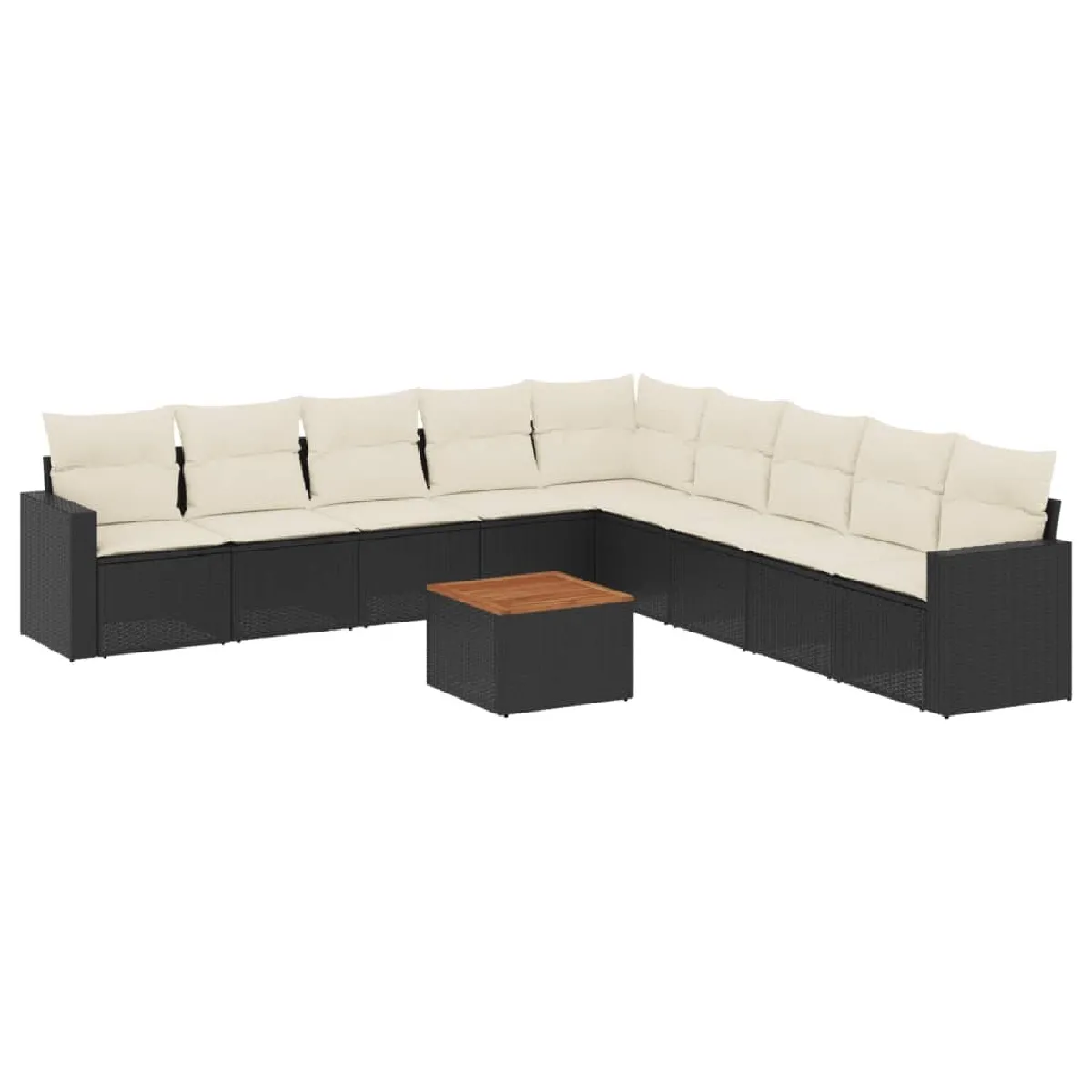 Maison Chic Salon de jardin 10 pcs avec coussins, Ensemble Tables et chaises d'extérieur noir résine tressée -GKD544408