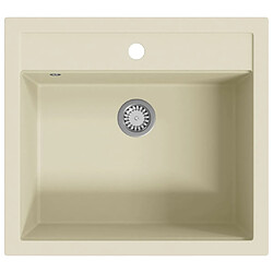 vidaXL Évier de cuisine Granit Seul lavabo Beige