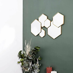 Toilinux Décoration murale 6 miroirs hexagonaux 57x35cm - Doré