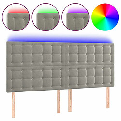 Maison Chic Tête de lit scandinave à LED,meuble de chambre Gris clair 160x5x118/128 cm Velours -MN80445