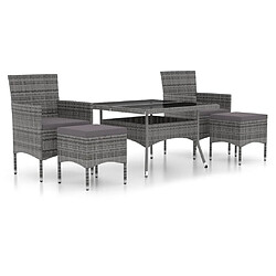 Maison Chic Mobilier dîner jardin 5 pcs,Mobilier de salle à manger d'extérieur,Meuble à dîner Résine tressée et verre trempé Gris -GKD533394