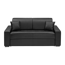 Vente-Unique Canapé 3 places convertible express en simili EMIR - Noir - Couchage 140 cm - Matelas 14 cm