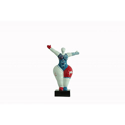 Meubletmoi Sculpture Femme bleu et rouge 34 cm Bras levées - LADY SUN PIRATE