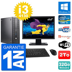 PC HP 600 G1 SFF Ecran 22" Intel i3-4130 RAM 32Go Disque Dur 2To Windows 10 Wifi - Occasion