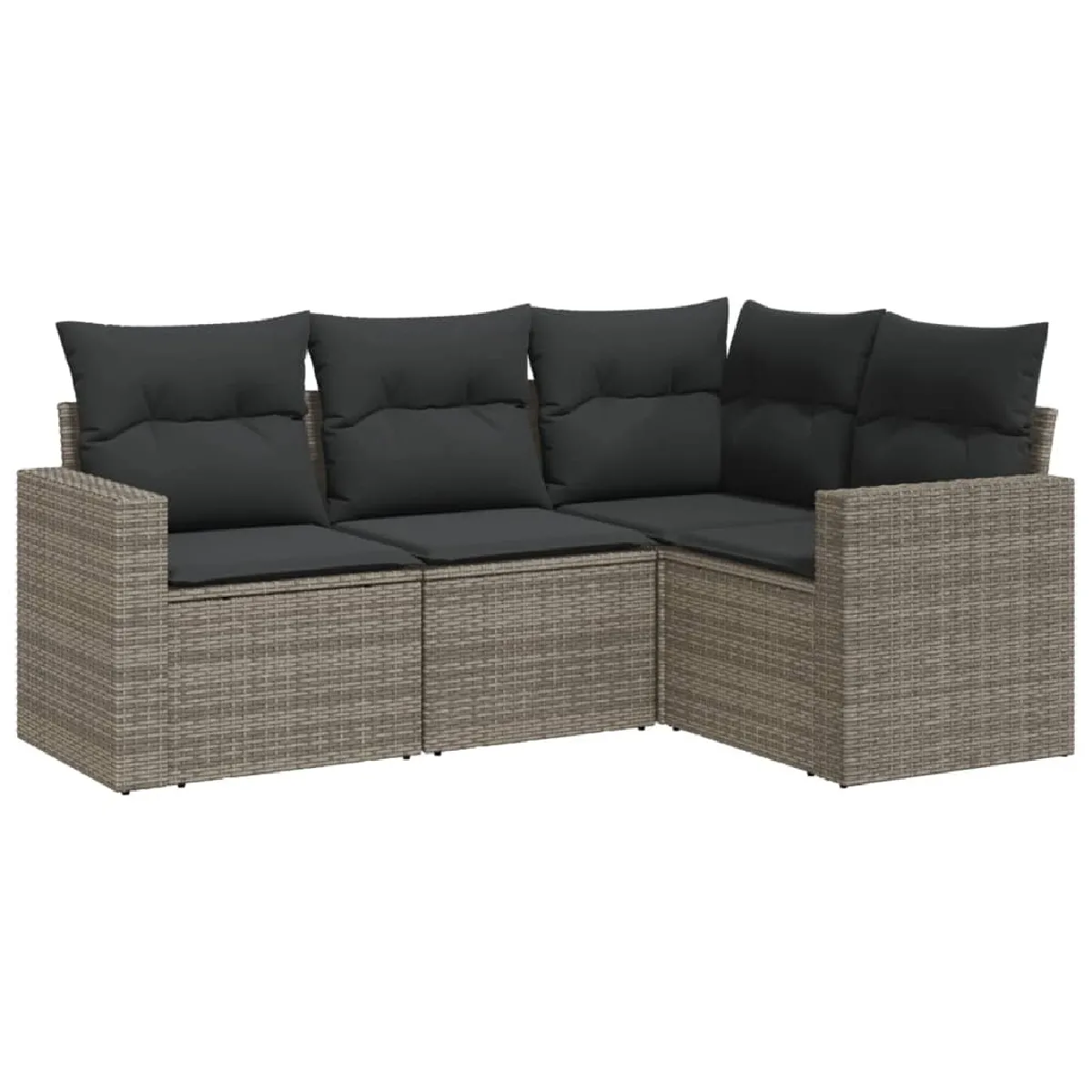 Maison Chic Salon de jardin 4 pcs avec coussins | Ensemble de Table et chaises | Mobilier d'Extérieur gris résine tressée -GKD69076