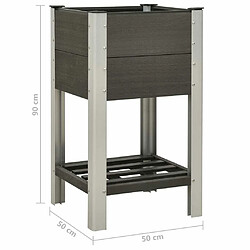 Maison Chic Jardinière,Lit surélevé de jardin - Bac à fleurs - pot de fleur avec étagère 50x50x90 cm WPC Gris -GKD20511 pas cher