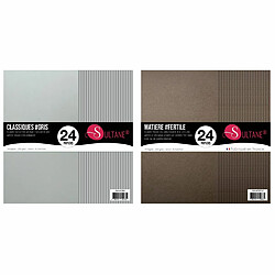 Sultane A 48 papiers Scrapbooking Marron + Gris - 300g/ m² 