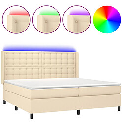 vidaXL Sommier à lattes de lit matelas et LED Crème 200x200 cm Tissu