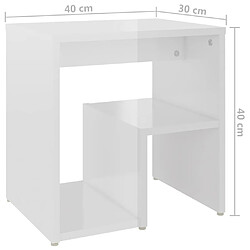 vidaXL Tables de chevet 2pcs blanc brillant 40x30x40cm bois ingénierie pas cher