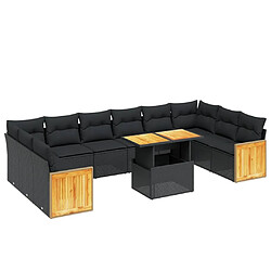 Maison Chic Salon de jardin 11 pcs avec coussins, Ensemble Tables et chaises d'extérieur noir résine tressée -GKD382109