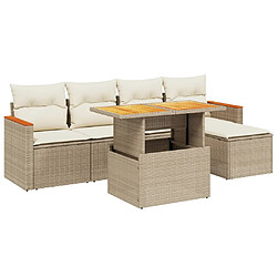 vidaXL Salon de jardin avec coussins 6 pcs beige résine tressée