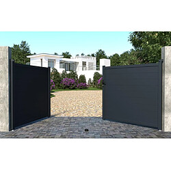 Vente-Unique Portail battant aluminium plein L355 x H166 cm anthracite - NAZARIO