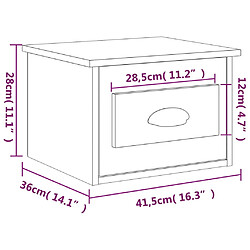 vidaXL Tables de chevet murales 2 pcs sonoma gris 41,5x36x28 cm pas cher