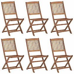 Maison Chic Lot de 6 Chaises pliables d'extérieur avec coussins | chaises de jardin | Fauteuil Relax Bois d'acacia -GKD43332