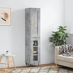 vidaXL Buffet haut Gris béton 34,5x34x180 cm Bois d'ingénierie