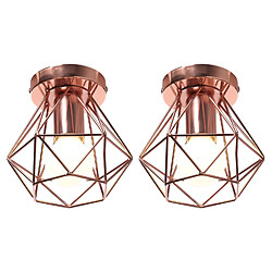 Stoex (2X) Plafonnier Rétro Lampe de Plafond D'Intérieur Vintage Or Rose Luminaire Plafonnier Cage Pour Cuisine, Café, Bureau, Salle À Manger 