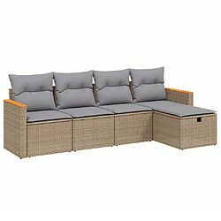 vidaXL Salon de jardin avec coussins 5pcs mélange beige résine tressée