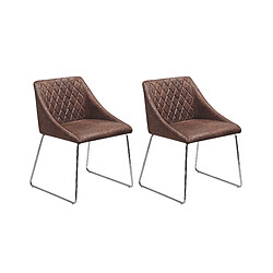 Beliani Set de 2 Cuir PU Chaise de salle à manger Marron foncé ARCATA 