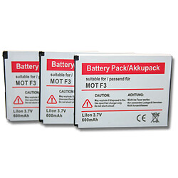 vhbw set de 3 batteries 600mAh pour téléphone fixe sans fil Motorola Motofone F3, AVM Fritz! Fone MT-F, M2 remplace 312BAT006, 100402 