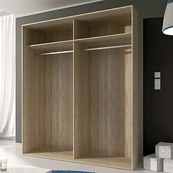 Avis Pegane Armoire, placard garde-robe 2 portes coloris chêne cambrian, graphite - Longueur 180 x Profondeur 55 x Hauteur 208 cm