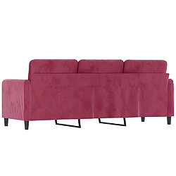 Acheter vidaXL Canapé à 3 places Rouge bordeaux 180 cm Velours