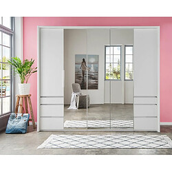 Acheter Inside 75 Armoire GRACE décor blanc 2 portes pliantes 1 porte tournante 6 tiroirs 3 miroirs