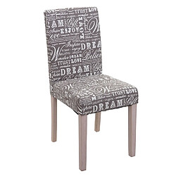 Mendler 2x Chaise de salle à manger Littau, Chaise de cuisine ~ Textile avec écriture, Gris - Chêne