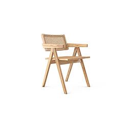 Avis ICONIK INTERIOR Chaise de salle à manger en rotin canné - avec accoudoirs - Kane Bois naturel