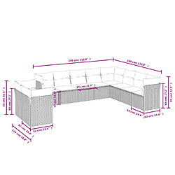 Avis vidaXL Salon de jardin avec coussins 10 pcs gris clair résine tressée