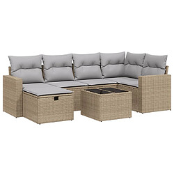 vidaXL Salon de jardin avec coussins 7pcs mélange beige résine tressée