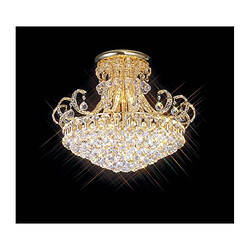 Luminaire Center Plafonnier Pearl 12 Ampoules doré/cristal Coloris : doré Diamètre en Cm : 60 Hauteur en Cm : 52 Poids en Kilos : 18,3 Nombre d'ampoules : 12 Type d'ampoule : E14 Puissance Max en W : 60 Ampoule