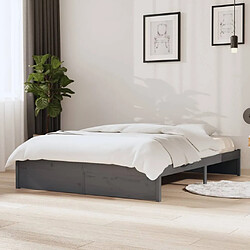 vidaXL Cadre de lit sans matelas gris bois massif 140x200 cm