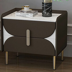 Meubler Design Table De Chevet Effet Marbre Avec Pieds Dorés Bily - Pu Noir