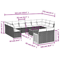 vidaXL Salon de jardin avec coussins 13 pcs gris résine tressée pas cher