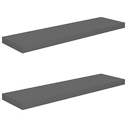 vidaXL Étagère murale flottante 2 pcs Gris brillant 90x23,5x3,8 cm MDF