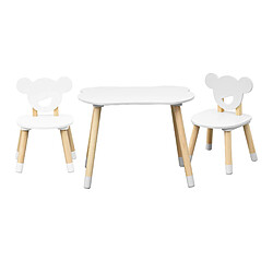 Mobili Rebecca Table et 2 chaises pour enfants Rebecca Mobili Nefel 44x60x56 MDF Pin Blanc Marron ENSEMBLE 3 pcs 